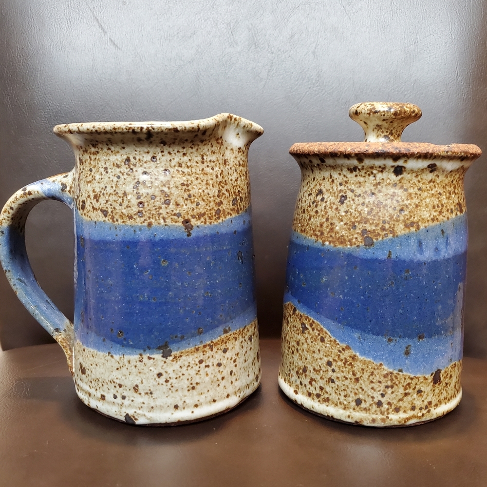 Brian Bachman Artisan Pottery Creamer and Sugar Bowl Tallahassee